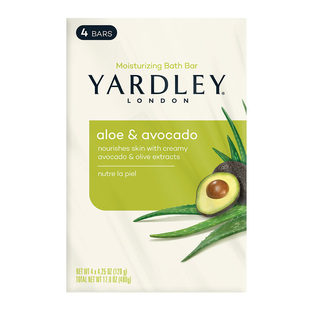 Yardley London Fresh Bar Soaps, Aloe and Avocado, 4.25 oz, 4 bars